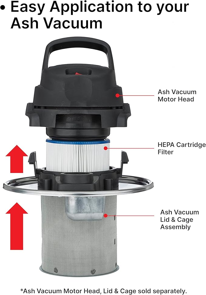 Shop-Vac 9032933 Ash Vacuum HEPA Cartridge Filter, Effective Filtration, Dry Non-Hazardous Material Use, (1-Pack)