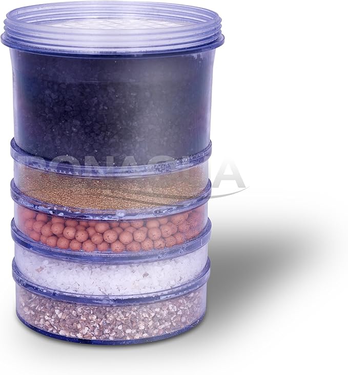 5-Stage Replacement Mineral Filter Cartridge for Countertop & Water Coolers. 5 layers of filtration & mineralization. Removes granular impurities to provide a brilliant sparkle in water (Set of 4)