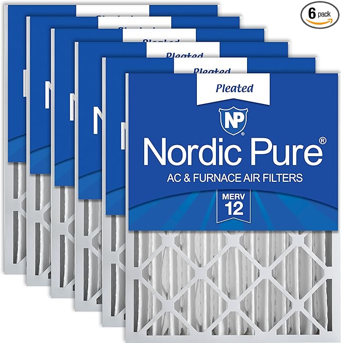 Nordic Pure 20x24x4 (Actual Size: 19 3/8 x 23 3/8 x 3 5/8) Pleated MERV 12 Air Filters 6 Pack