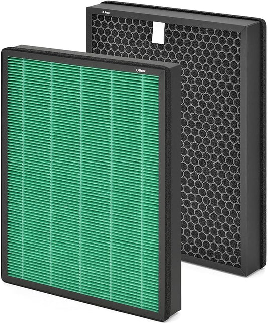Replacement Filter Set Compatible with Coway Airmega Icon & IconS Air Purifier, H13 Activated Carbon, Max 2 Green 2-Pack