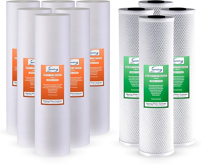 iSpring F10CRO1000 1-Year Replacement Cartridge Pack for CRO1000 & CRO2000 Tankless Commercial Reverse Osmosis Water Filter, Without RO Membrane