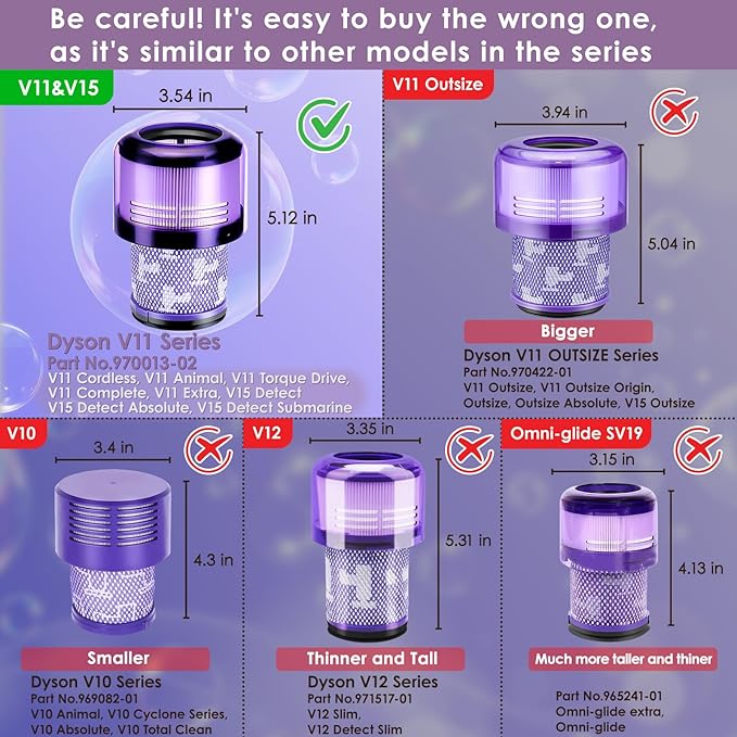 4 Pack V11 Vacuum Filters Replacement for Dyson V11 Cordless Vacuum