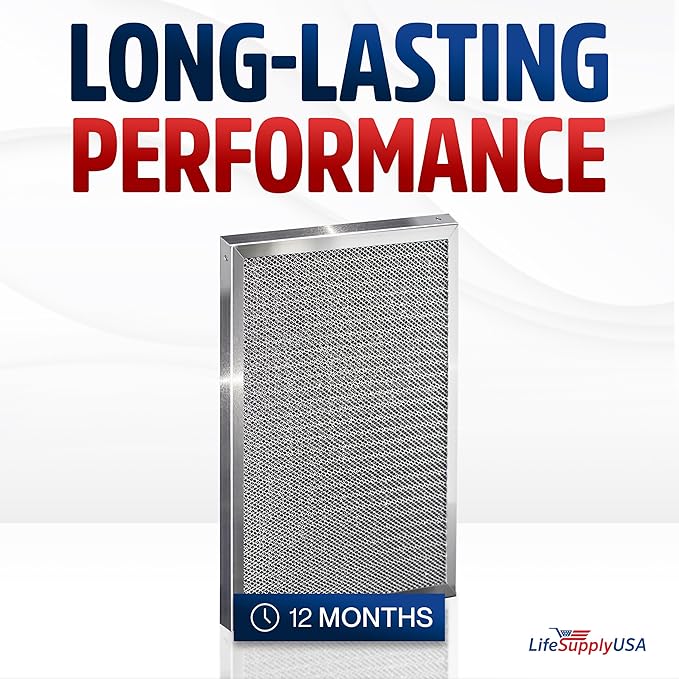 18x24x1 Electrostatic Air Filter, MERV 8, Washable, Reusable Furnace AC/HVAC Filter, Energy Saving, Easy to Clean, Long-Lasting by LifeSupplyUSA