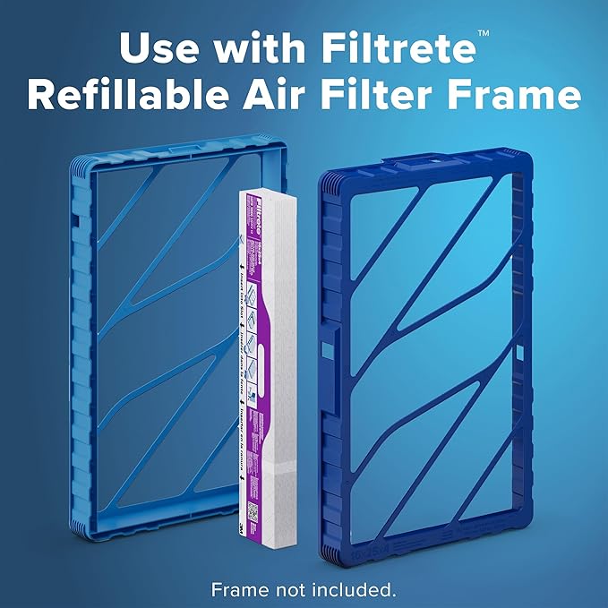 Filtrete 16x25x4 Refillable Air Filter replacement, MPR 1550, MERV 12, Allergen Bacteria & Virus, 2 Pack, use with reusable air filter frame of Filtrete Refillable Air Filter Kit, for HVAC, Furnace