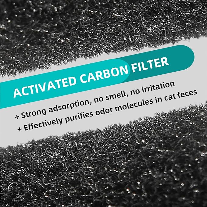 10-Pack 4.5" x 6.5" Carbon Filter Pads for Covered Cat Litter Boxes – Odor Control Replacement Liners for Enclosed Litter Systems