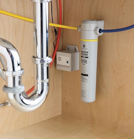 GE Single Stage Under Sink Water Filter System, Water Filtration System Reduces Impurities in Water, Easy Install, No Plumbing Required, Replace Filter (FQK1K) Every 6 Months, GXK185KBL