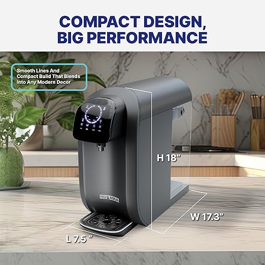 NU Aqua 8-Stage Reverse Osmosis Water Filter System Countertop RO with UV | Sediment, Carbon, Mesh & RO Water Purifier Membrane Filters | Touch Display w/Water Quality Indicator & Multi Cup Sizes