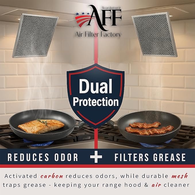 Air Filter Factory Range Hood Filter BPQTF, 99010317, QT2000, WA6500, WA65F, S99010317 Replacement For Broan Nutone Aluminum Grease Mesh Charcoal Carbon Combo Filter 11-1/4" X 11-5/8" X 3/8" 2-Pack