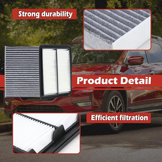 16546-4BA1A Engine Air Filter and 27277-4BA0A Cabin Air Filter kit Compatible with 2017-2019 Rogue 2.0L Hybrid 2017-2022 Rogue Sport 2.0L 2014-2020 Rogue 2.5L 2017-2020 Qashqai 2.0L