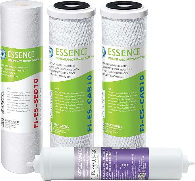 APEC Water Systems FILTER-SET-ESPH High Capacity Replacement Filter Set For Essence Series Alkaline Reverse Osmosis Water Filter System Stage 1-3&6