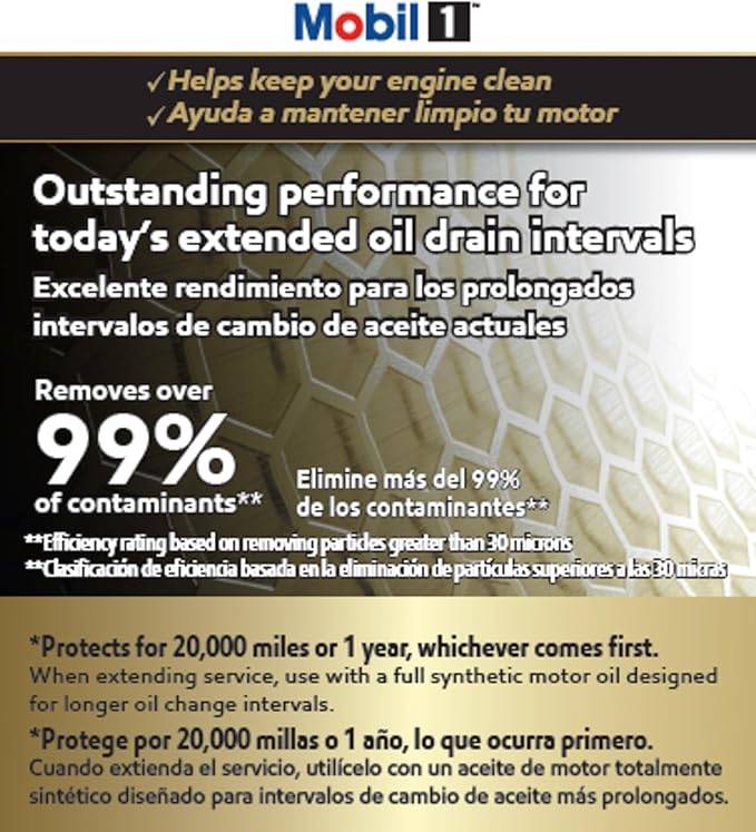 Mobil 1 Extended Performance Oil Filter, M1-103A | Synthetic Blend, High Efficiency 20,000 Mile Protection | 2 Pack