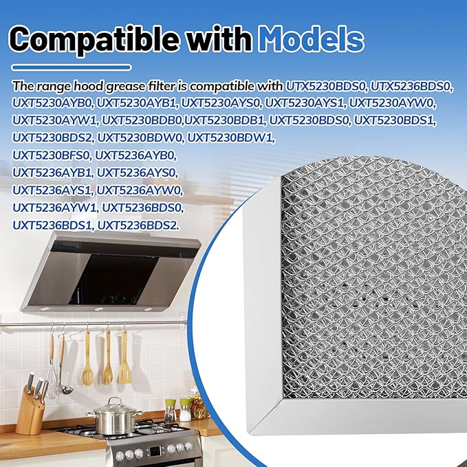 2Pcs Range Hood Grease Filter, 11-1/4” X 17-1/4” X 3/8" Grease Filter Replace for W10419114 W10834041 W11176974 4547137 AP6285612 PS12348521 EAP12348521 W11177751,Compatible with Whirlpool