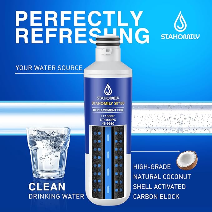 LT1000P ADQ747935 Water Filter Replacement for LG LT1000P/PC/PCS, LMXS28626S, MDJ64844601, Kenmore 46-9980, LMXS30796S, LMXS30796D, LMXC23796S, ADQ74793501, ADQ73334008 with LT120F Air Filter, 3 Combo