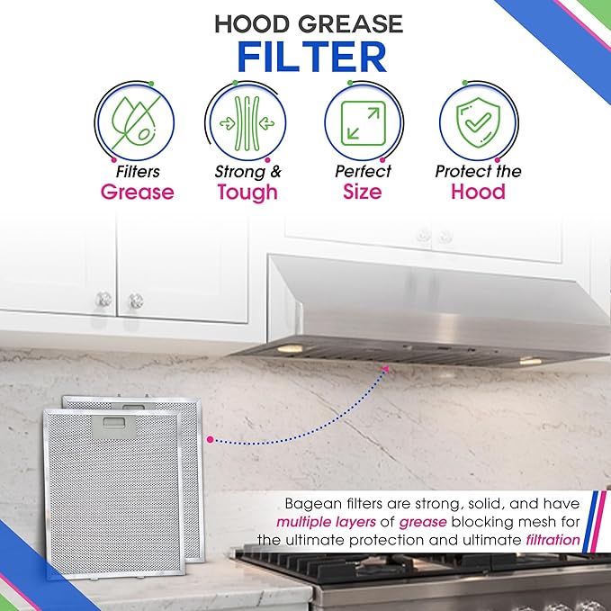 Bagean Range Hood Filter Replacement 12" x 10.5" W10169961A Compatible with Whirlpool Stove Hood Vent Filter - Aluminum Screen for Kitchen Overhead Exhaust Fan Blocks Grease & Filters Oven Air (3-Pk)