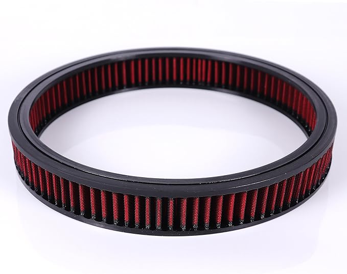 14"x2"Air Cleaner Air Filter Element Round Replacement Washable Reusable Compatible with Chevrolet Buick Ford GMC Mopar Oldsmobile Pontiac Cotton Fiber High Flow (Red)