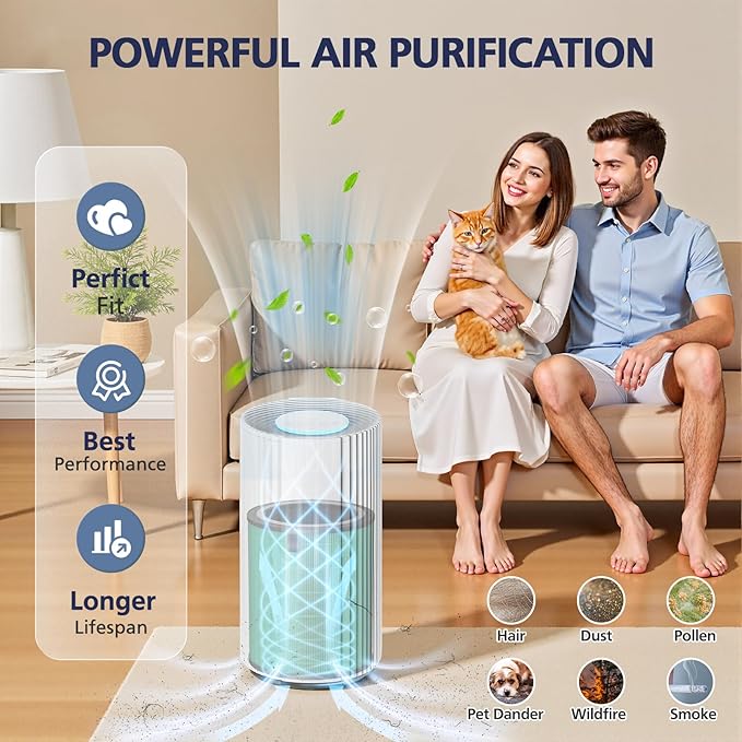 Airmega 350 Filter Fresh Starter Plus, Compatible with Coway Airmega 350 Air Purifier, 3-in-1 Filter Replacement with HEPA Layer and Granular Activated Carbon