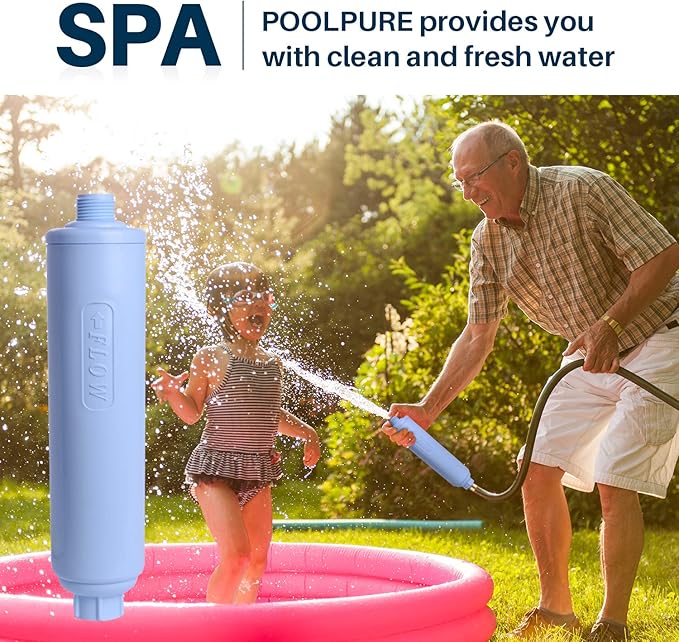 POOLPURE Garden Hose End Pre Filter for Pool, Hot Tub, Spa, Greatly Reduces Chlorine, Heavy Metals, Odor, Fits Any Standard 3/4" Garden Hose Thread, Up to 8,000 Gallons, 1PACK (Pack of 2)