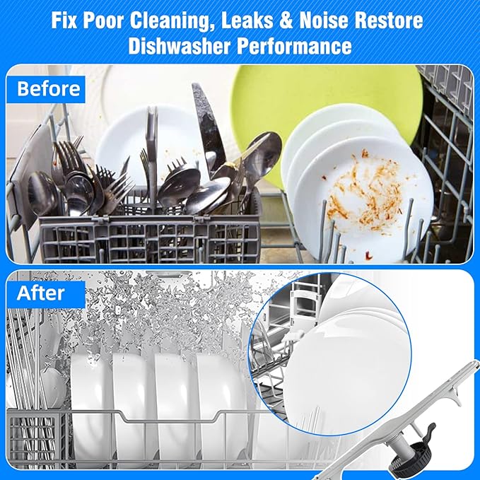 154568002 Dishwasher Lower Wash Arm and 5304518968 Support and 5304506518 Trap Drain Filter for Frigidaire Electrolux 154568001 PS12585623 154414101 154250901 (Grey)