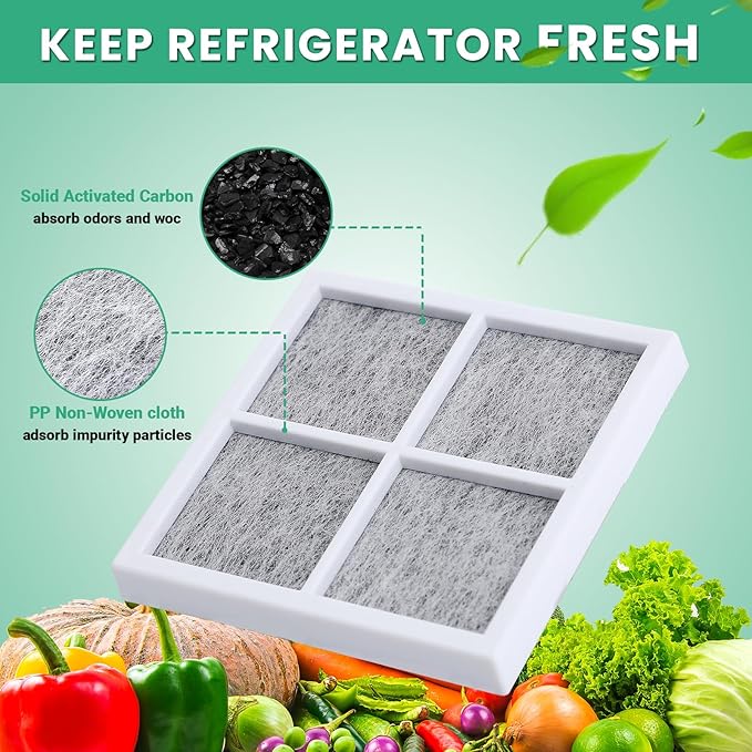4 Pcs Refrigerator Fresh Air Filter Replacement Compatible with LG LMXS30776S, LMXS28626S, LFX25991ST, LFXS28968S/D, LRMXS2806S, LFXS26973D, LFXS30766D, LMXS27626S/D, LFX28968ST