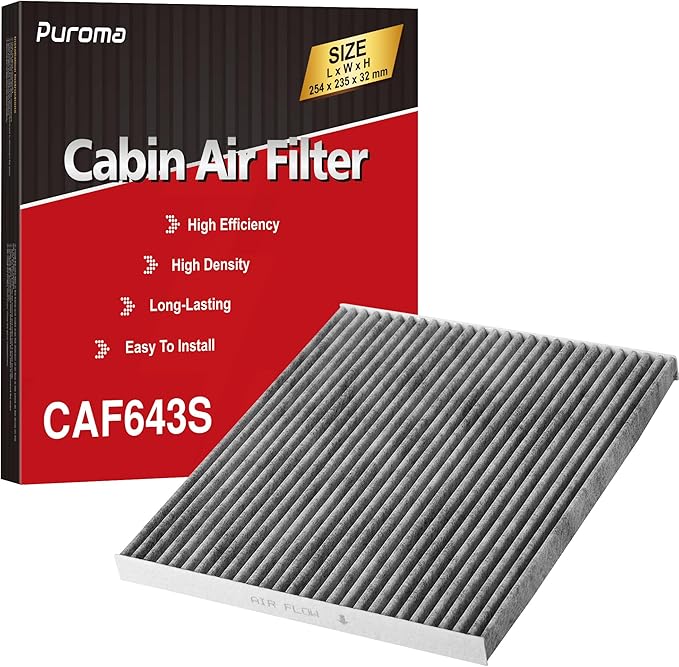 Puroma Cabin Air Filter with Activated Carbon, Replacement for CF11643, Compatible with Audi A3/Q3/S3/TT Quattro, Atlas, GTI, Golf, Jetta, Tiguan