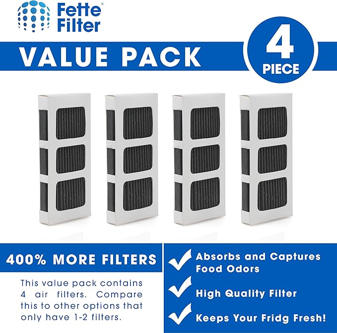 Fette Filter - Refrigerator Air Filter Compatible with Frigidaire Paultra II, Pure Air Ultra II, Electrolux 242047805 5303918847 EAP12364179 Part Number 5303918847 - Pack of 4