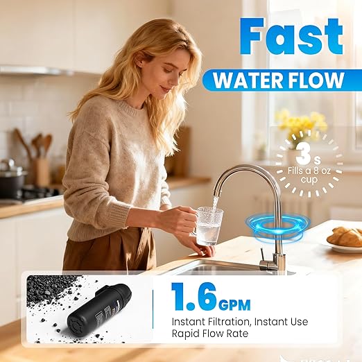 Under Sink Water Filter, House Faucet Water Filter for Kitchen Sink, Under Counter Direct Connect to Kitchen Faucet, Reduces 99% Chlorine, Bad Taste & Odor, 10000 Gallons, by DESENRUIS