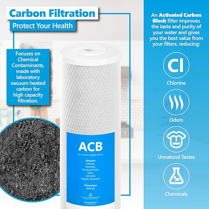 Express Water 2-Year Whole House Water Filter Set – 3 Stage Water Filtration Replacement Kit – Sediment, Coconut Shell Carbon High Capacity Cartridge Filters – 5 Micron Water Filter – 4.5” x 20” inch