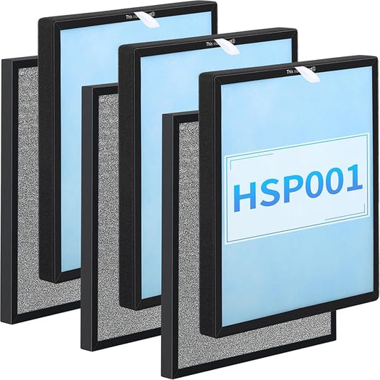 3 Sets HSP001 H13 True Hepa Replacement Filters, Compatible with HATHASPACE Air Purifier, 4 in 2 | True H13 HEPA Filter with Activated Carbon Pre-Filter.