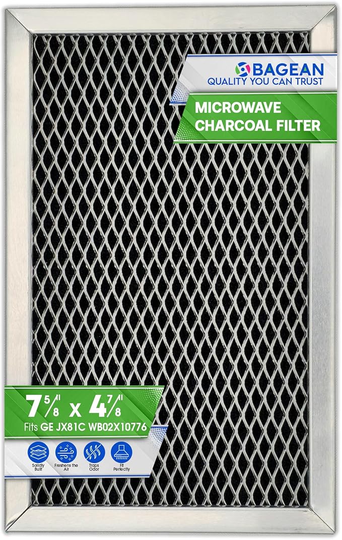 Microwave Filter Replacement 7.68" x 4.85" JX81C WB02X10776 GE Microwave Charcoal Filter - Also Fits LG Kenmore Carbon Filters - Freshens the Kitchen Air in Over the Range Oven Vent Fan