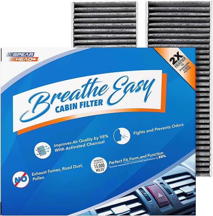 Spearhead Odor Defense Breathe Easy AC & Heater Cabin Filter | Fits Select 2005-2021 Frontier, NV1500/2500/3500, Pathfinder, Xterra, Equator | Up to 25% Longer Lasting w/Activated Carbon (BE-553)