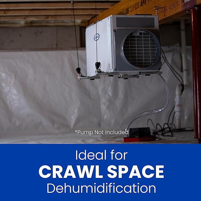 AprilAire E070 Pro 70-Pint Crawl Space Dehumidifier + Model 76 Wall Mount Control, Whole-House Dehumidifier for Basement, Crawlspace, or Whole Home up to 2,200 sq. ft.