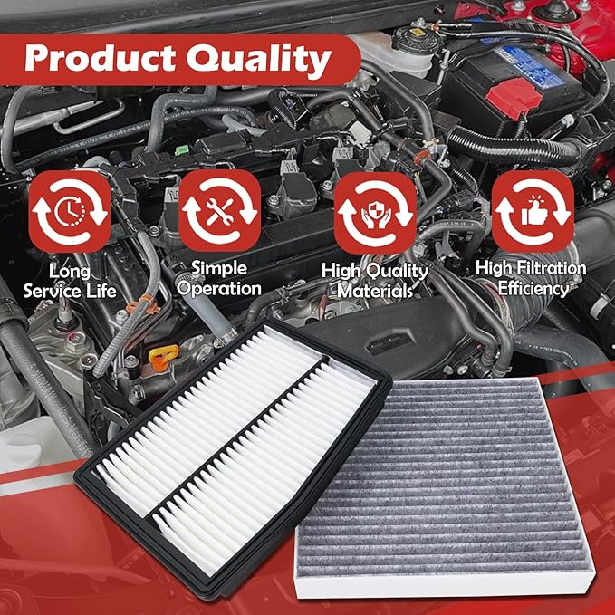 28113-L5100 Engine Air Filter and 97133-L0000 Cabin Air Filter kit Compatible with 2021-2025 Santa Fe 1.6L Hybrid 2020-2025 Sonata 2.0L Hybrid 2022-2025 Tucson Hybrid Replaces CA12817 CF12820