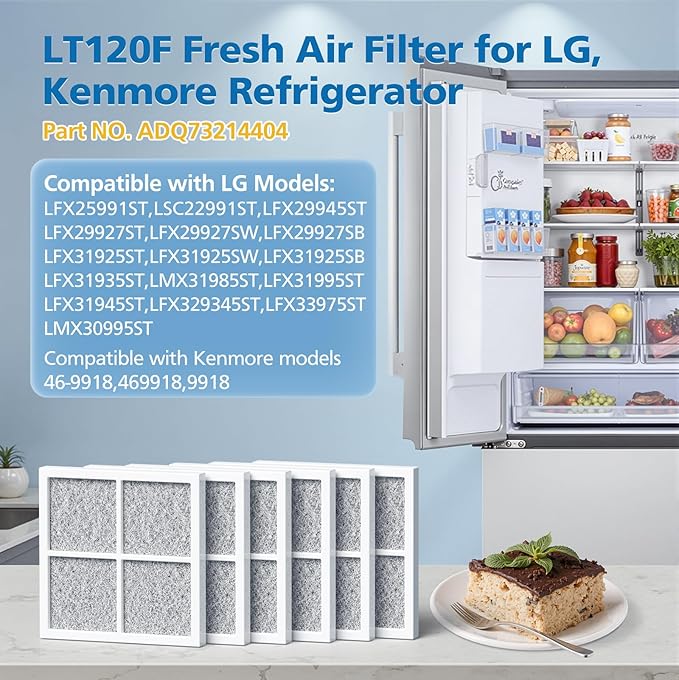 LT120F Air Filter for LG LT120F Refrigerator and Kenmore Fridge Elite 46-9918 469918 9918 Refrigerator, Part No.ADQ73214404 ADQ73214403 ADQ73214402, 6 Pack