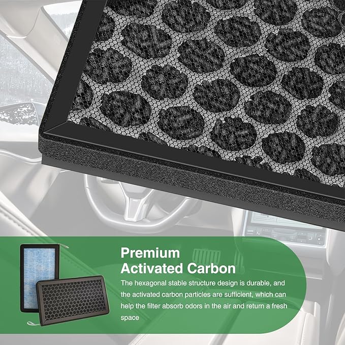 Tesla Model 3 Model Y Cabin Air Filter, 2 Pack True HEPA with Activated Carbon, Replacement Accessories for 2016–2026 Tesla Model 3/Y (Juniper & Highland Compatible)