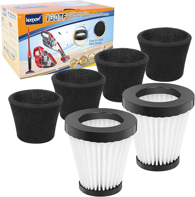 KEEPOW Style F117 Scorption Filter 2 Pack Compatible with Dirt Devil Scorpion Handheld Vacuum Cleaner SD20005RED, SD30025B, BD22025, Part# AD40117