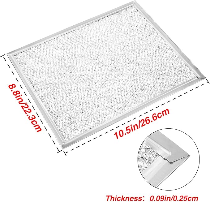 Jovitec 4 Pack Aluminum Range Hood Grease Filter Replacement Filter Compatible with Broan BP29, 10-1/2 x 8-3/4 x 3/32 Inch