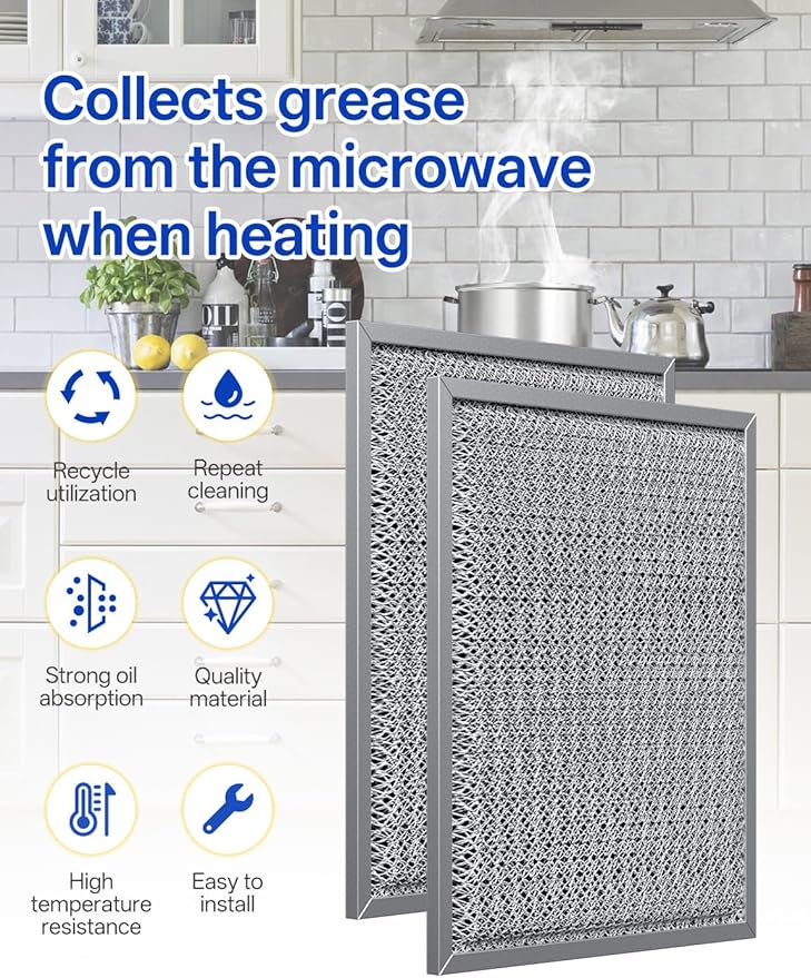Stove Hood Vent Filter 10.5" x 8.8" 41F 97007696 Fit's N-utone & B-roan Range Hood Filter Replacement for Ductless Exhaust Fan - Aluminum Mesh Charcoal Combo Grease & Carbon Freshens Kitchen Air