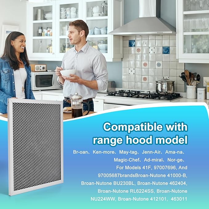 97007696 Range Hood Filters 2-Pack - 10.5"x8.94"x0.35" Stainless Steel Frame Universal Replacement for Grease Filtration (Stainless steel)