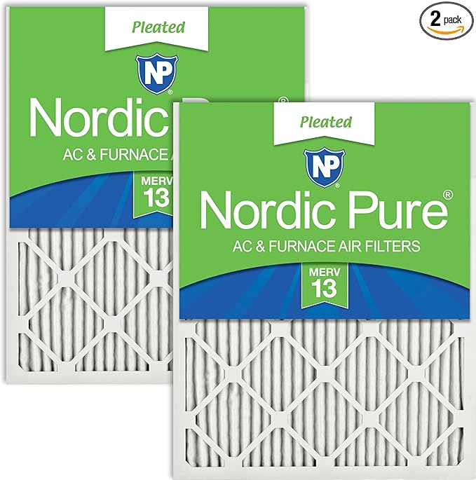 Nordic Pure 15x20x1 (Actual Size: 14 1/2 x 19 1/2 x 3/4) Pleated MERV 13 Air Filters 2 Pack