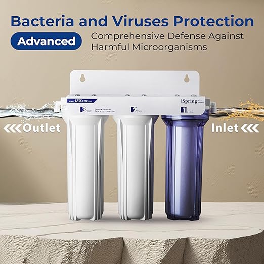iSpring US31 Under Sink Water System, NSF Certified 3-Stage Water Filters, Reduces PFAS, Chloramine, Chlorine and More, Tankless Water Filter System with Faucet