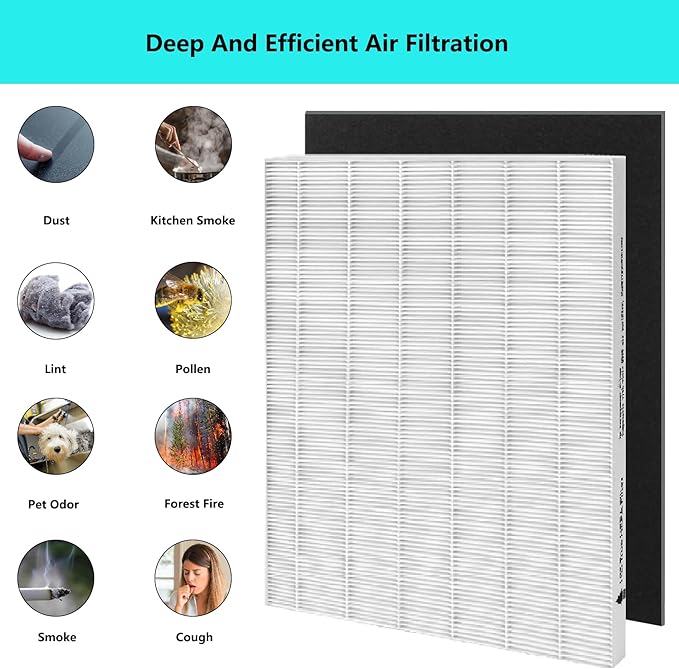 D360 True HEPA Replacement Filter, Compatible with Winix D360 Air Purifier, Part Number 1712-0101-02, True HEPA Filt-er (8 Pack Activated Carbon Filters + 2 Pack HEPA)