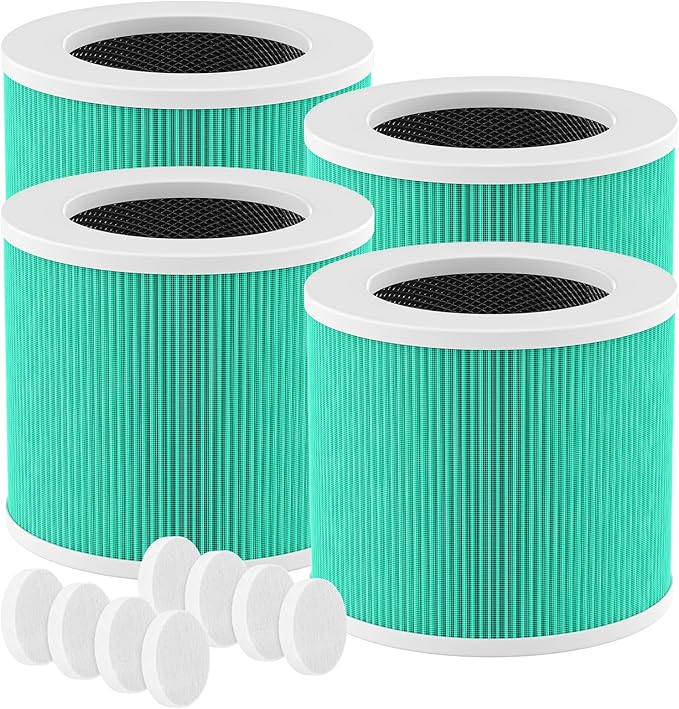 4 Pack HY1800 HEPA Replacement Filter Compatible with CHIVALZ/MORENTO/Loytio/Honeyuan/AYAFATO/IOIOW HY1800 Air Purifier, 3-in-1 Filtration System HY1800 Replacement Filter