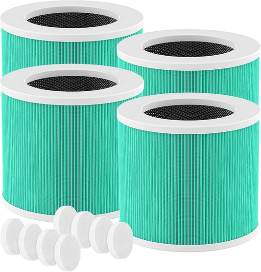 4 Pack HY1800 HEPA Replacement Filter Compatible with CHIVALZ/MORENTO/Loytio/Honeyuan/AYAFATO/IOIOW HY1800 Air Purifier, 3-in-1 Filtration System HY1800 Replacement Filter