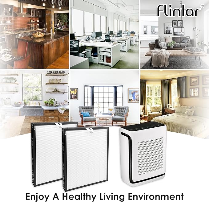 Flintar Vital 200S Replacement Filter, Compatible with LEVOIT Vital 200S-P Air Purifier, H13 Grade Filtration + Activated Carbon filter, Part # Vital 200S-RF, 2-Pack
