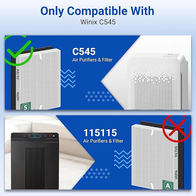 Improvedhand C545 Replacement Filter S Compatible with Winix C545 Air Purifier, Main Filter, Replaces Filter S 1712-0096-00 5PACK