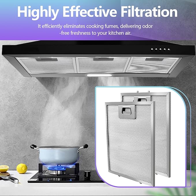 2 Pack-S97018029 Range Hood Filter Replacement, Upgraded Stainless steel frame and Locking clips,5-Layer Aluminum Mesh Hood Vent Grease Filter for Broan B5 Series, Alternative 1932913, 9"x10.25"x0.35"