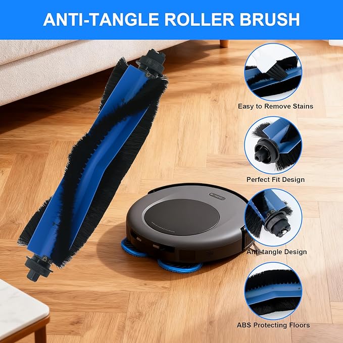 26 PCS Accessories Kit for Eufy C20 Omni Robot Vacuum Cleaner, Replacement Parts Include 2 Roller Brush 6 Mop Pads 6 Dust Bags 6 Side Brushes 4 Filters, X10 Pro Omni Semi-Annual Replacement Kits