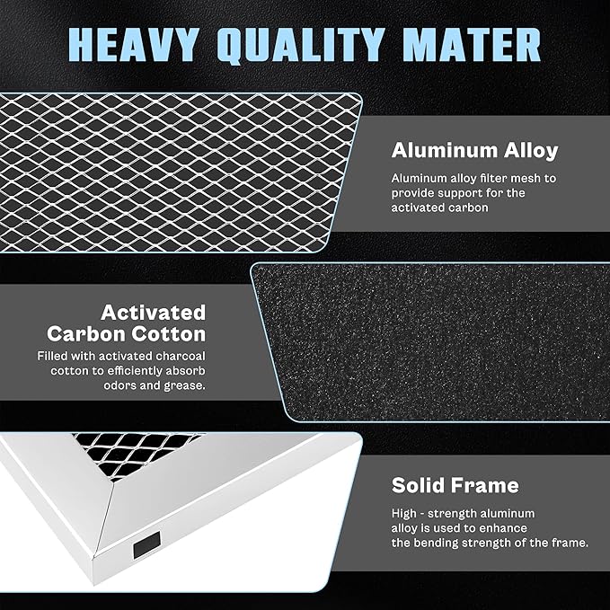 97007696 41F Range Hood Filter 10.5" x 8.8" Replacement for Bro.an Range Hood Filter - Aluminum Mesh Charcoal Combo Kitchen Grease Filter Replace 97007996 WB2X10700 50187 97005687 2 Pack by TOMOON