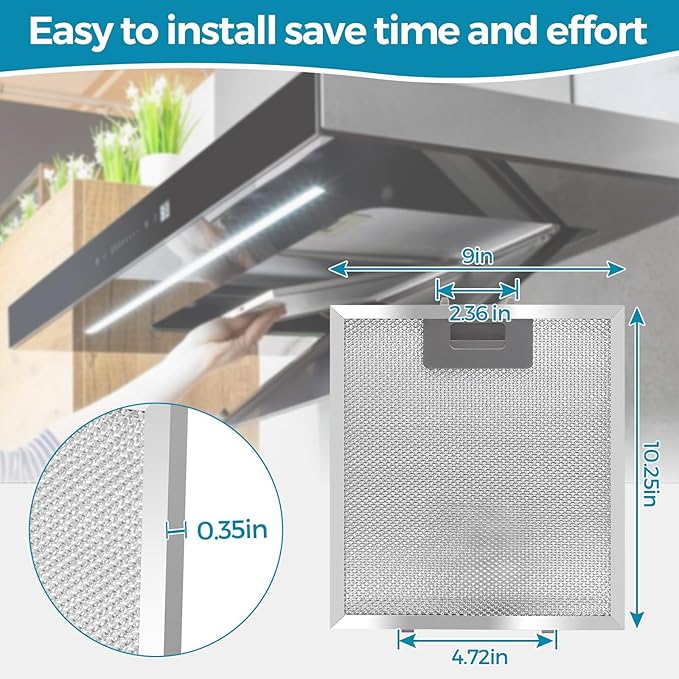 Range Hood Filter Replacement 10.25x9x0.35Inch (260x230x8.9mm) 5-Layer S97018029 Mesh Hood Vent, Range Hood Grease Filter, fits Br.oan's B5 Series 2pack by oneket (Aluminum)