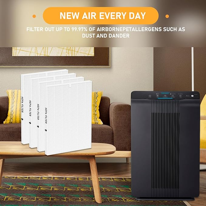 116130 True HEPA Replacement Filter H Compatible with Winix 5500-2 Air Cleaner Purifier and Models AM80, 4 Pack HEPA Filter only